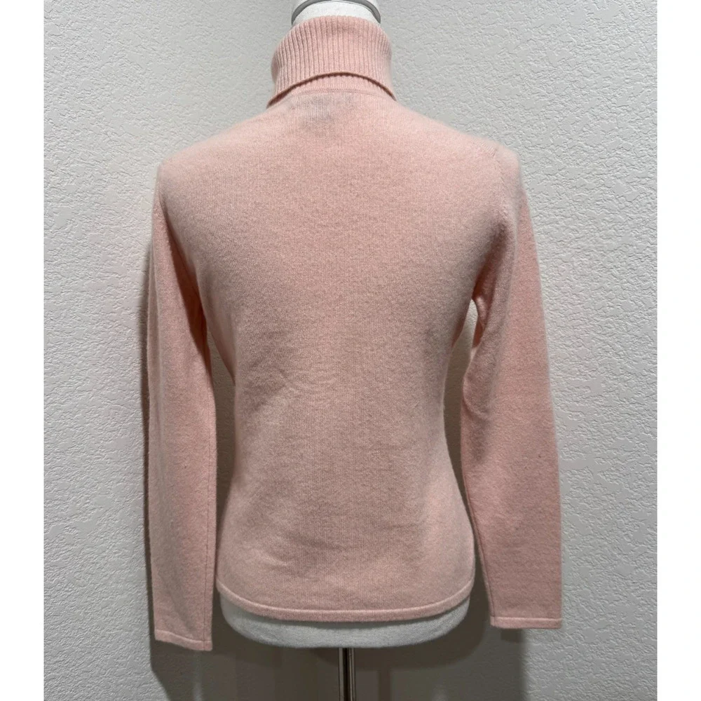 Vintage El Daws Pure Cashmere Turtleneck Womens Sz S w Ruffle Scarf 2 PC Pink